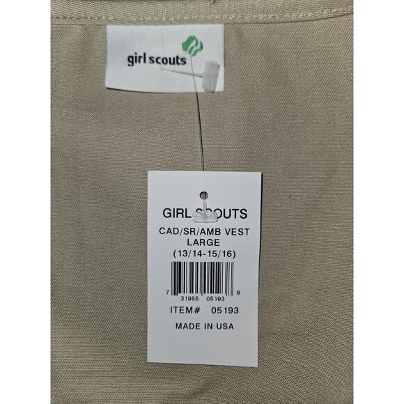 NWT! (2) Girl Scout Cadette Vest Size Large Beige - Picture 5 of 9